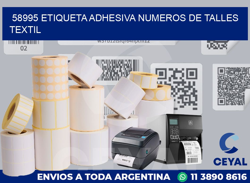 58995 ETIQUETA ADHESIVA NUMEROS DE TALLES TEXTIL