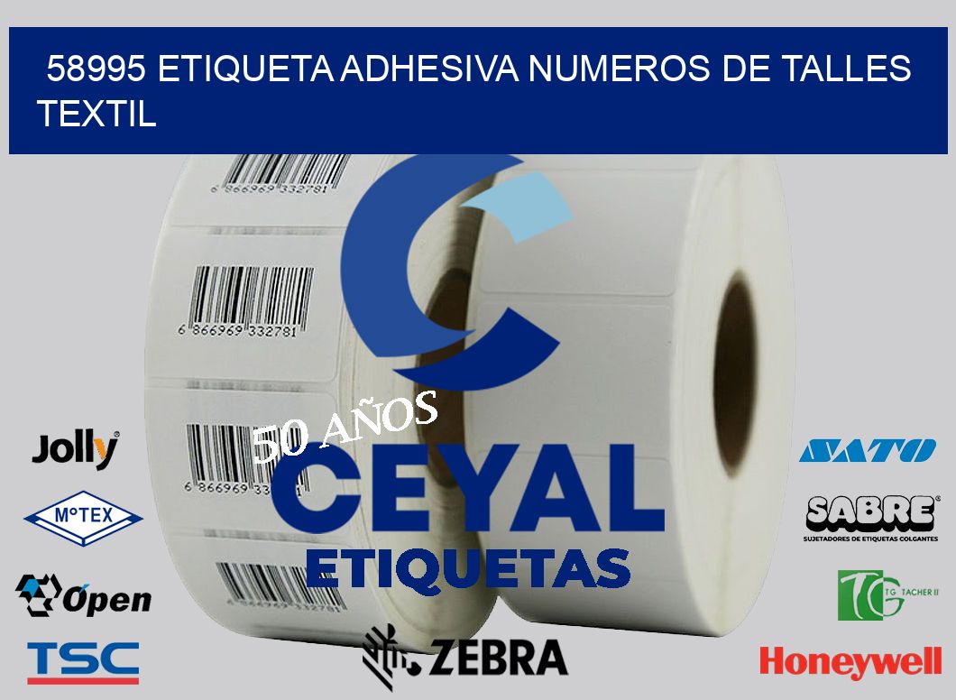 58995 ETIQUETA ADHESIVA NUMEROS DE TALLES TEXTIL