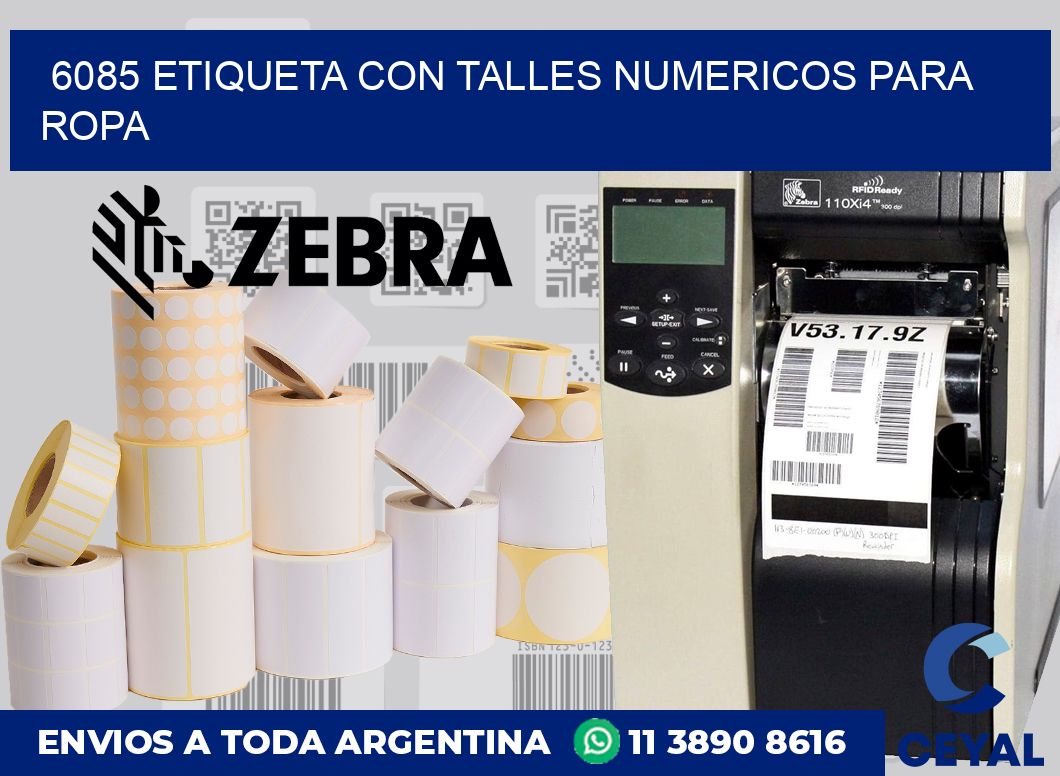 6085 ETIQUETA CON TALLES NUMERICOS PARA ROPA