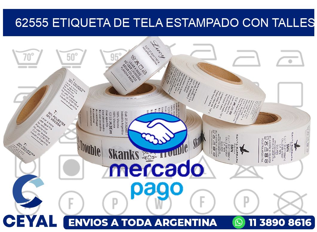 62555 ETIQUETA DE TELA ESTAMPADO CON TALLES