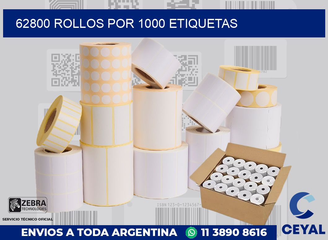 62800 Rollos por 1000 etiquetas