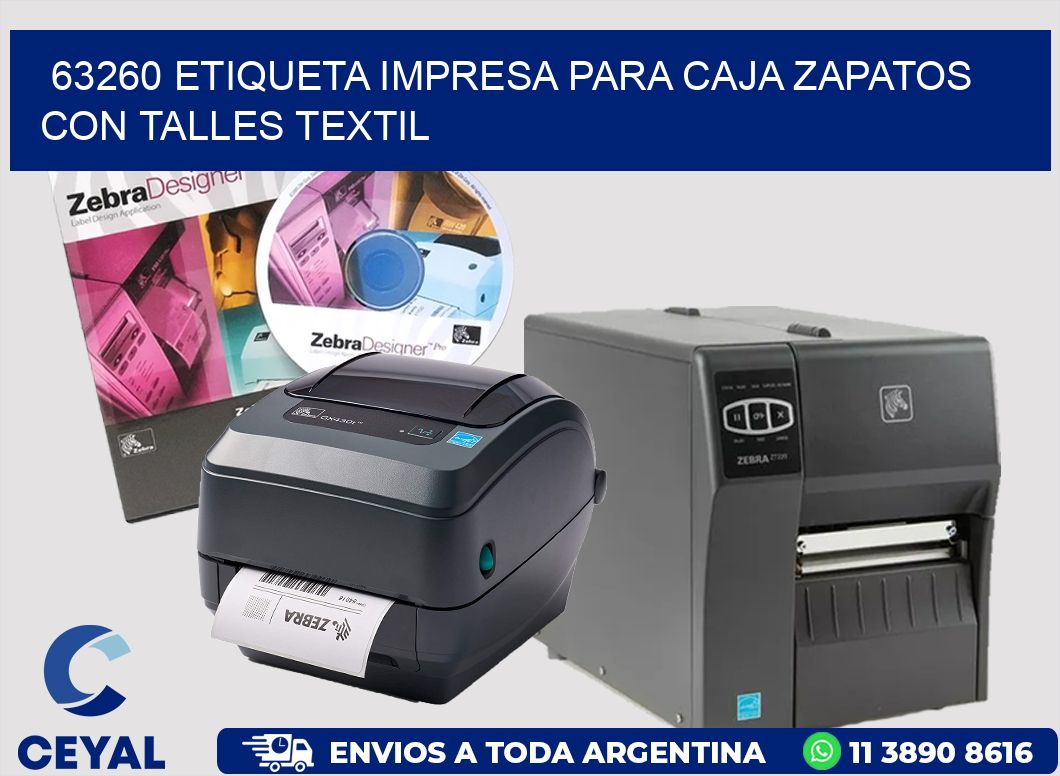 63260 ETIQUETA IMPRESA PARA CAJA ZAPATOS CON TALLES TEXTIL