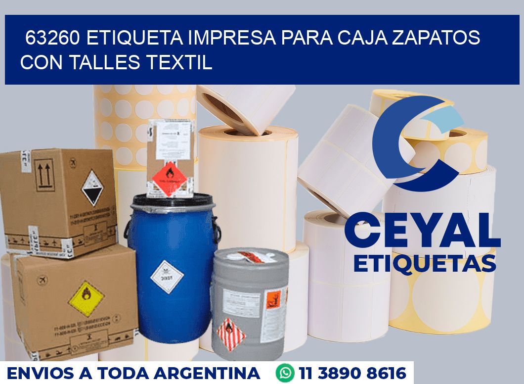 63260 ETIQUETA IMPRESA PARA CAJA ZAPATOS CON TALLES TEXTIL