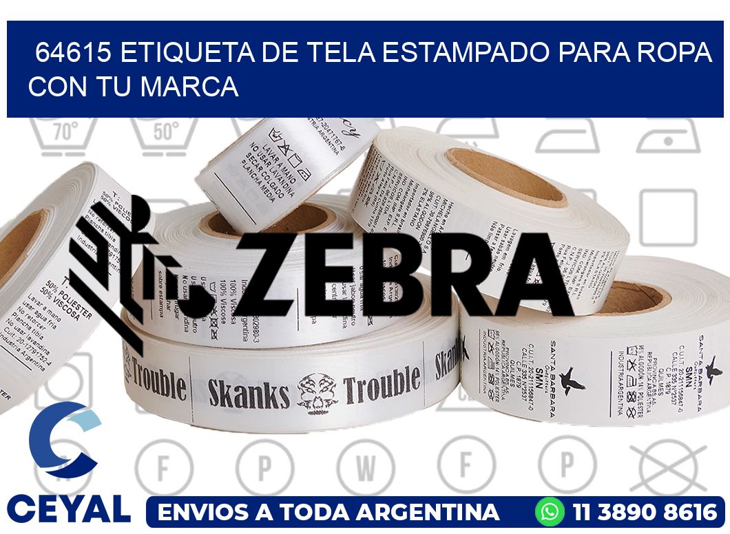 64615 ETIQUETA DE TELA ESTAMPADO PARA ROPA CON TU MARCA