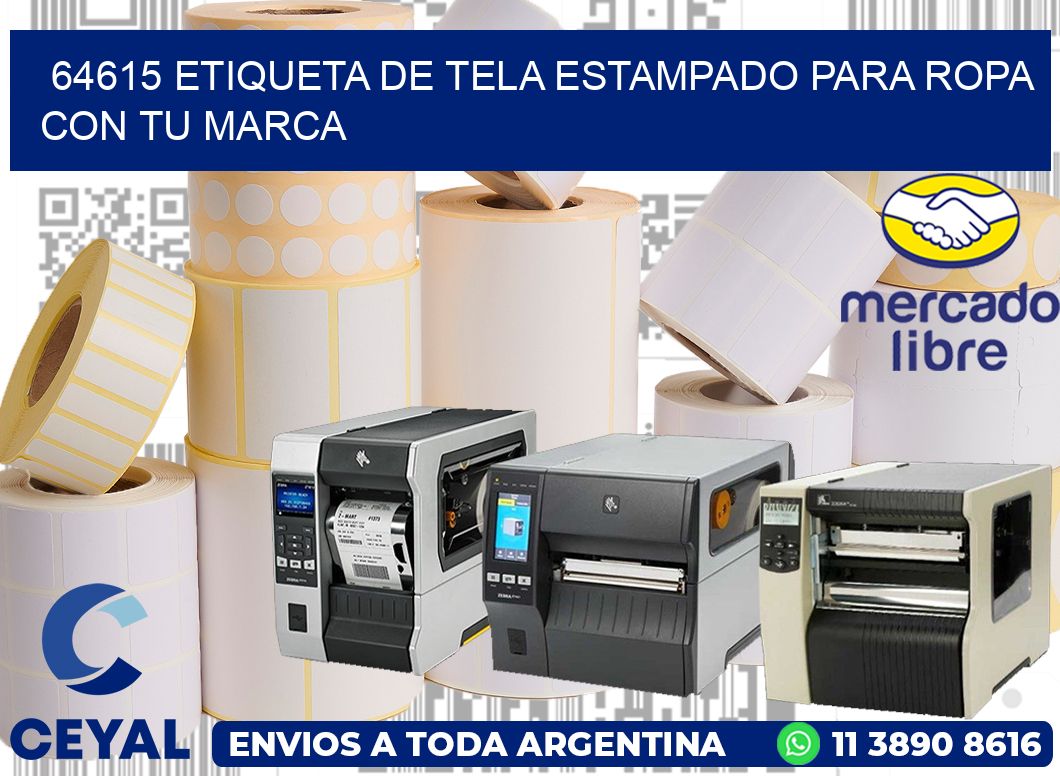64615 ETIQUETA DE TELA ESTAMPADO PARA ROPA CON TU MARCA