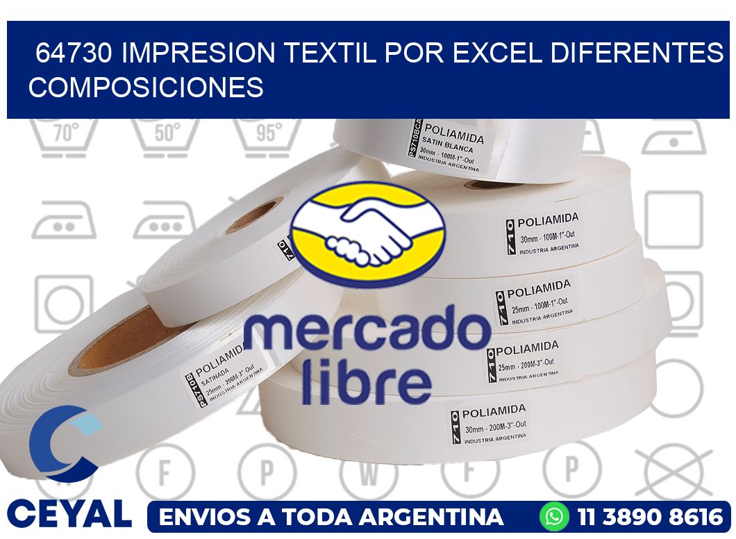 64730 IMPRESION TEXTIL POR EXCEL DIFERENTES COMPOSICIONES