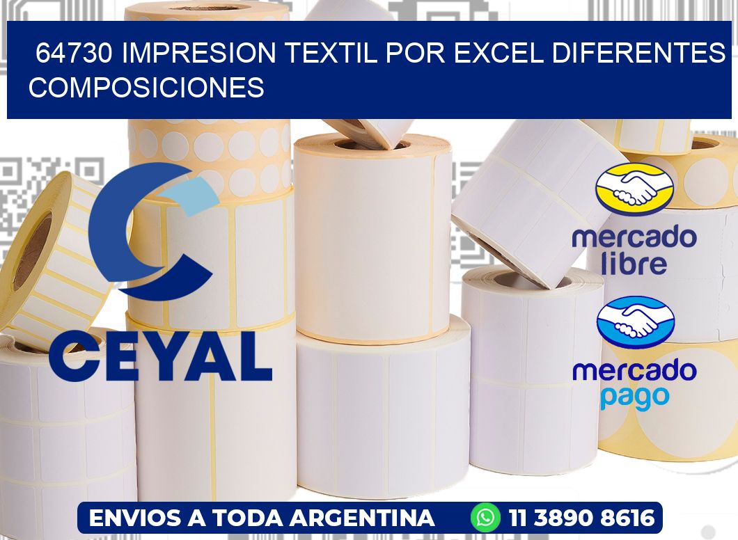 64730 IMPRESION TEXTIL POR EXCEL DIFERENTES COMPOSICIONES