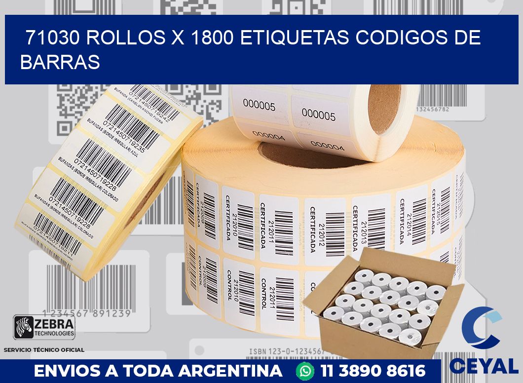 71030 Rollos x 1800 etiquetas codigos de barras