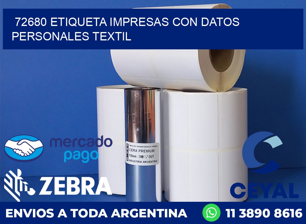 72680 ETIQUETA IMPRESAS CON DATOS PERSONALES TEXTIL