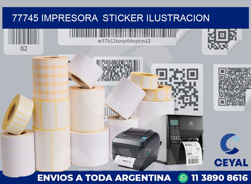 77745 impresora  sticker ilustracion