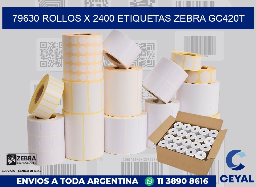 79630 Rollos x 2400 etiquetas zebra gc420t