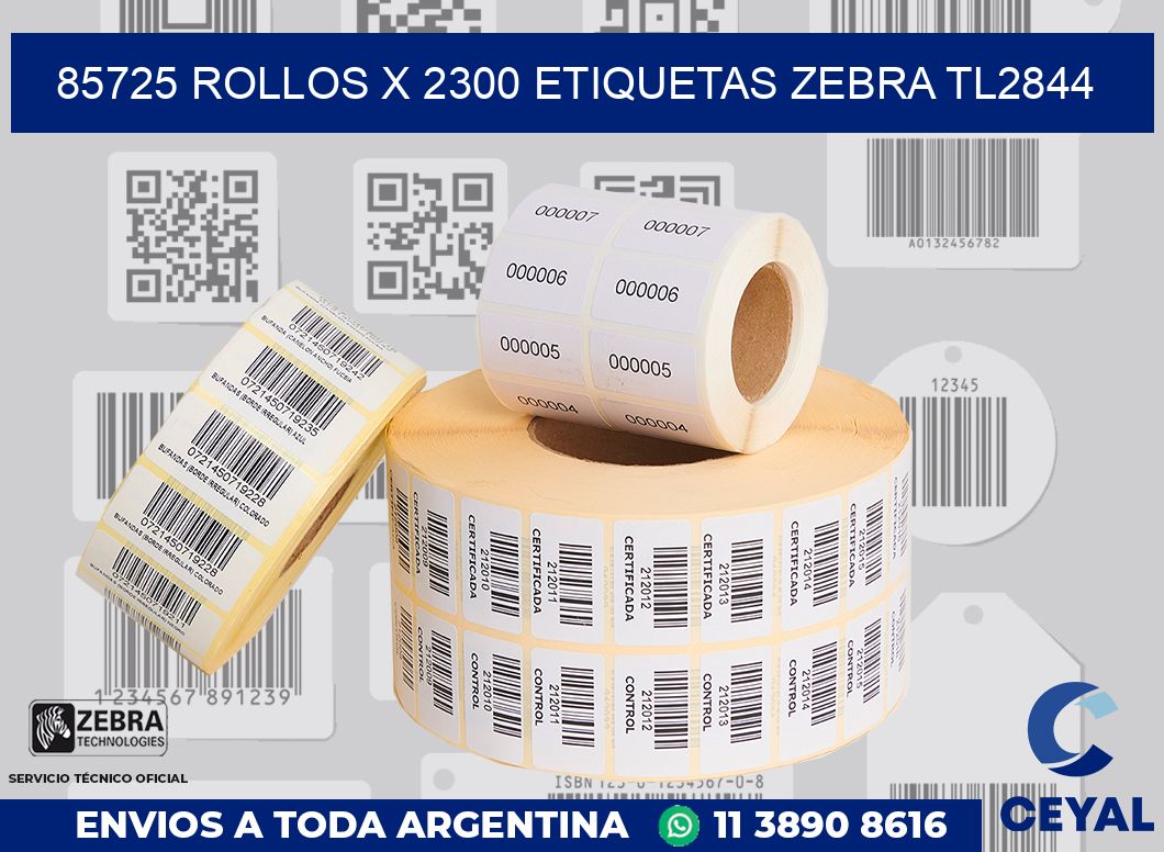85725 Rollos x 2300 etiquetas zebra tl2844