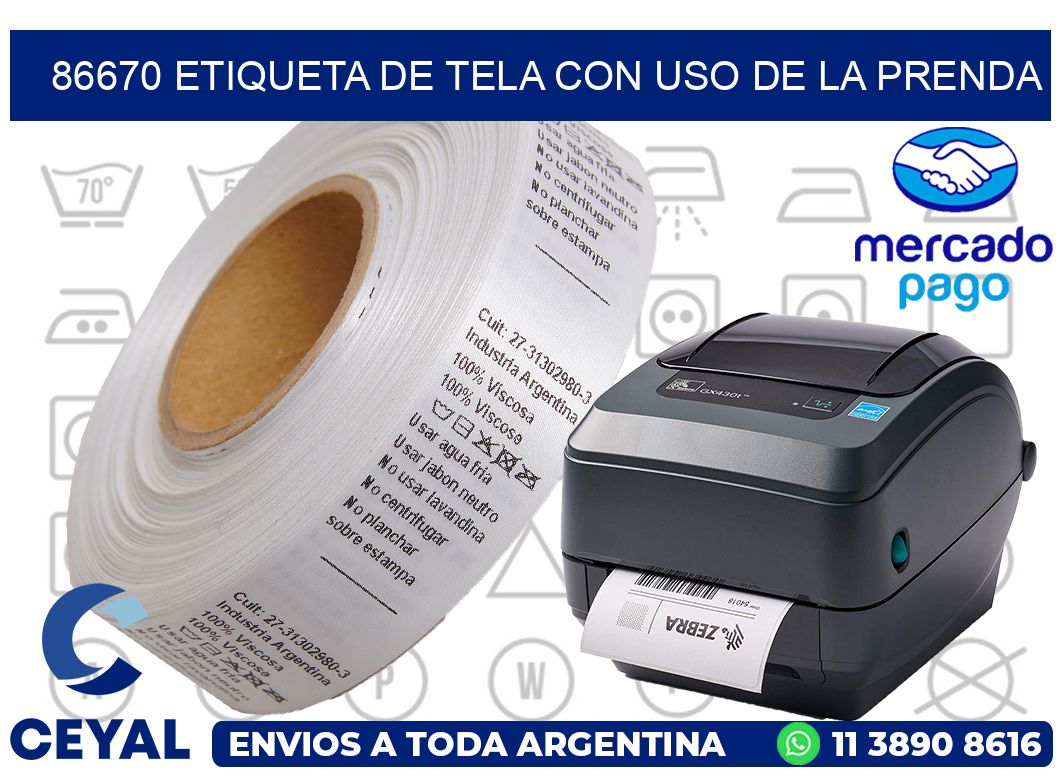 86670 ETIQUETA DE TELA CON USO DE LA PRENDA