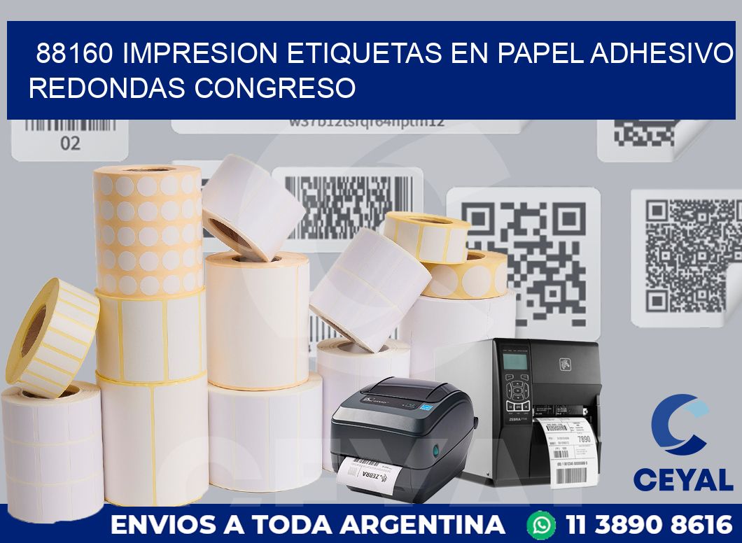 88160 IMPRESION ETIQUETAS EN PAPEL ADHESIVO REDONDAS CONGRESO