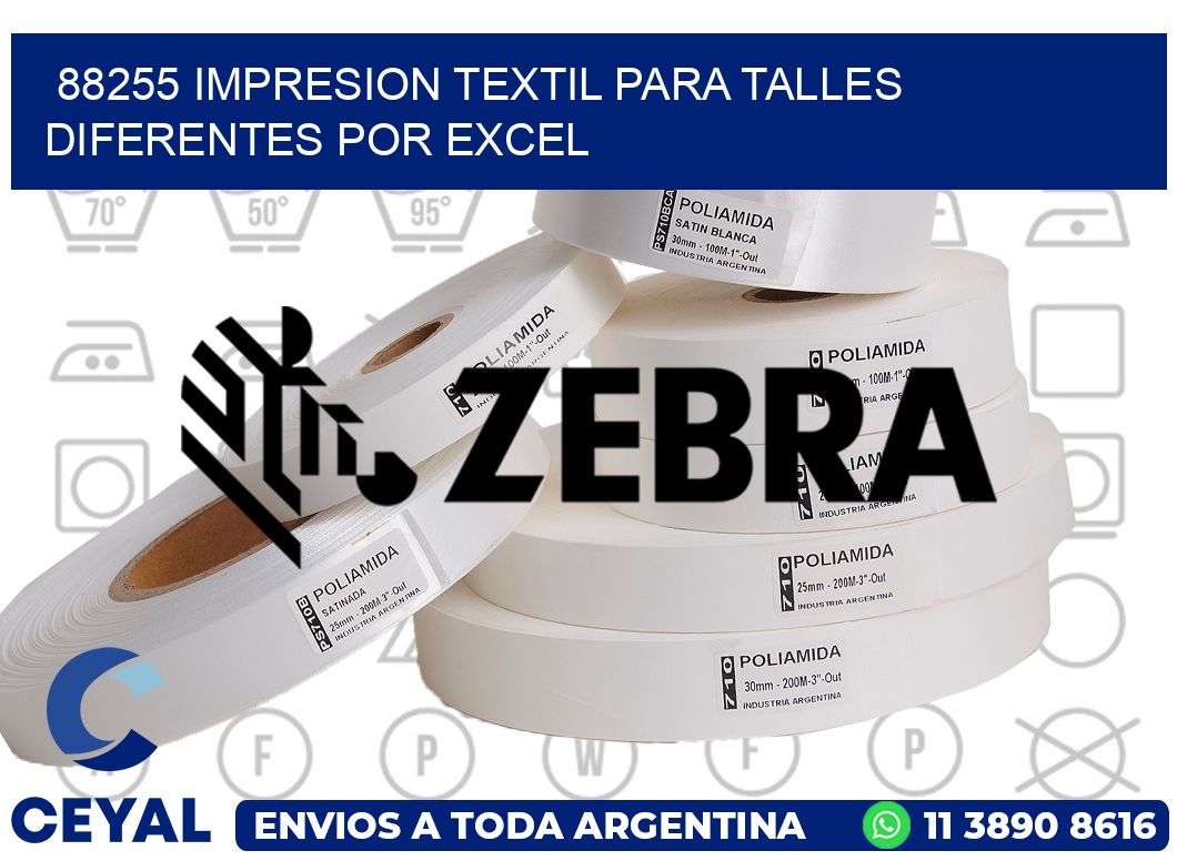 88255 IMPRESION TEXTIL PARA TALLES DIFERENTES POR EXCEL