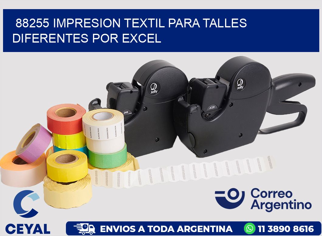 88255 IMPRESION TEXTIL PARA TALLES DIFERENTES POR EXCEL