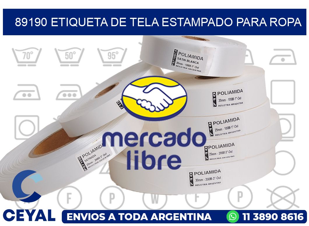 89190 ETIQUETA DE TELA ESTAMPADO PARA ROPA