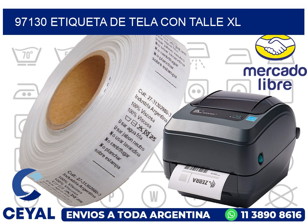 97130 ETIQUETA DE TELA CON TALLE XL