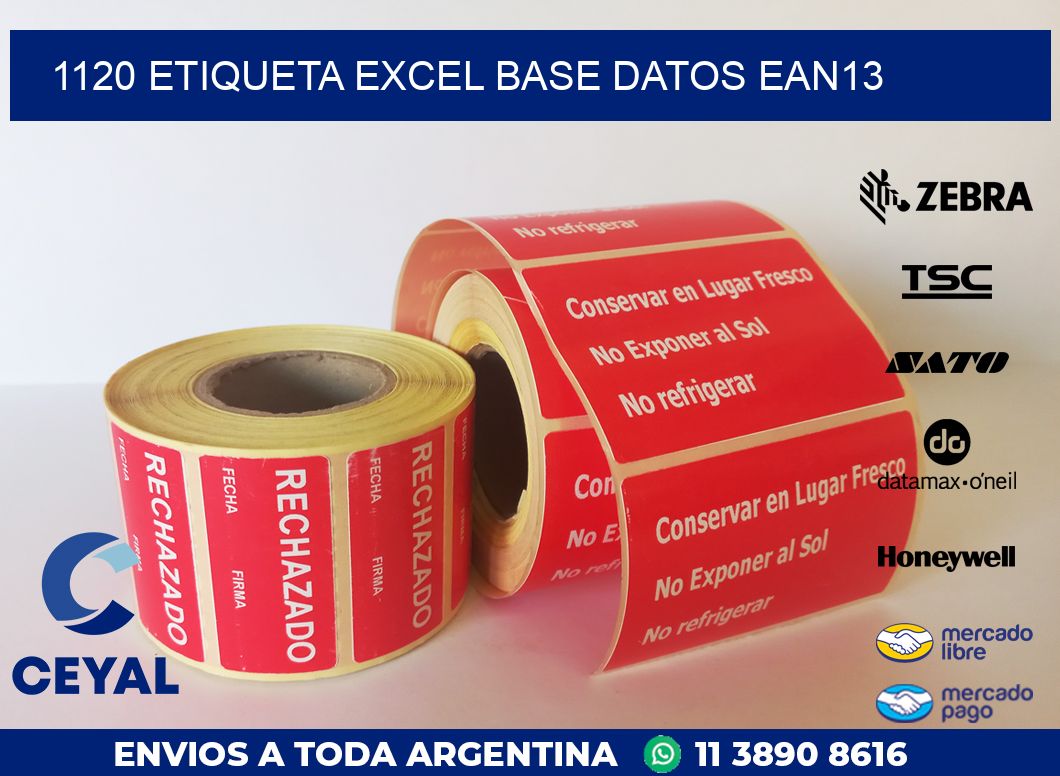 1120 etiqueta excel base datos ean13