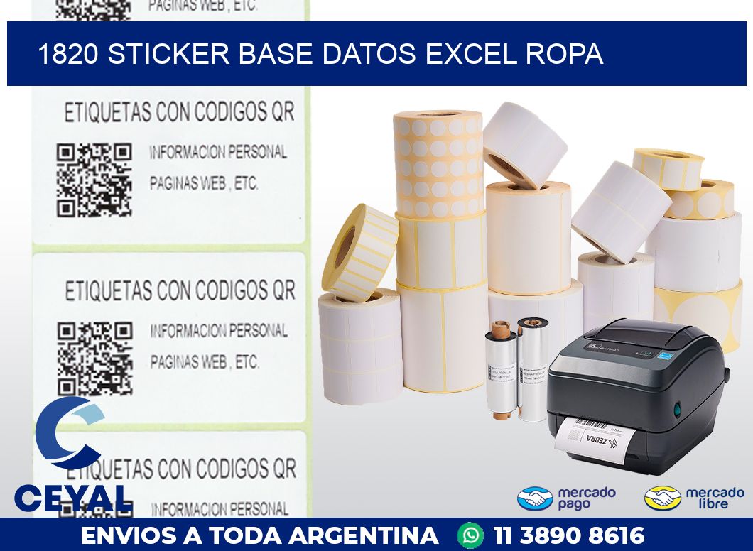 1820 sticker base datos excel ropa