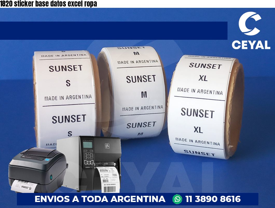 1820 sticker base datos excel ropa