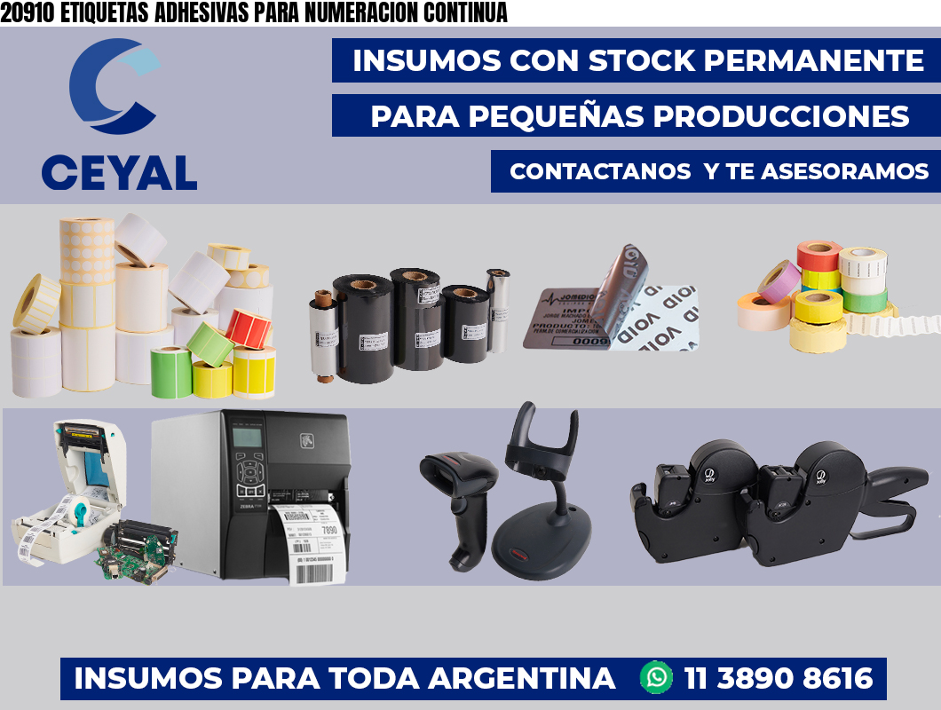 20910 ETIQUETAS ADHESIVAS PARA NUMERACION CONTINUA