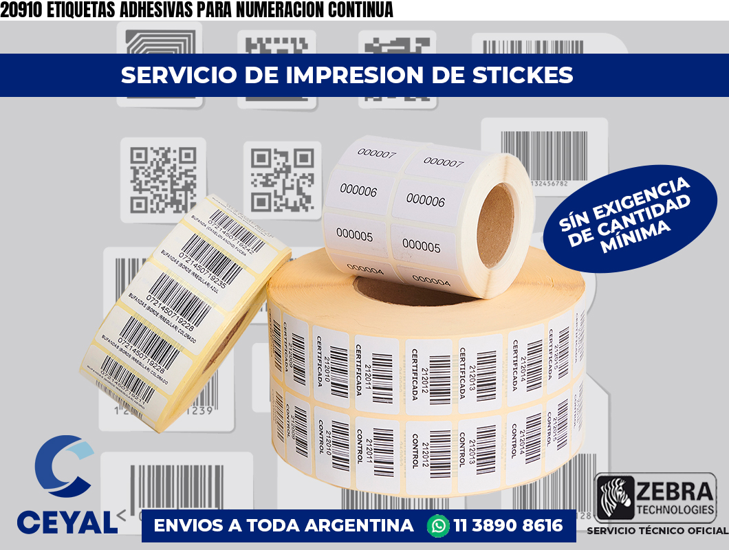 20910 ETIQUETAS ADHESIVAS PARA NUMERACION CONTINUA
