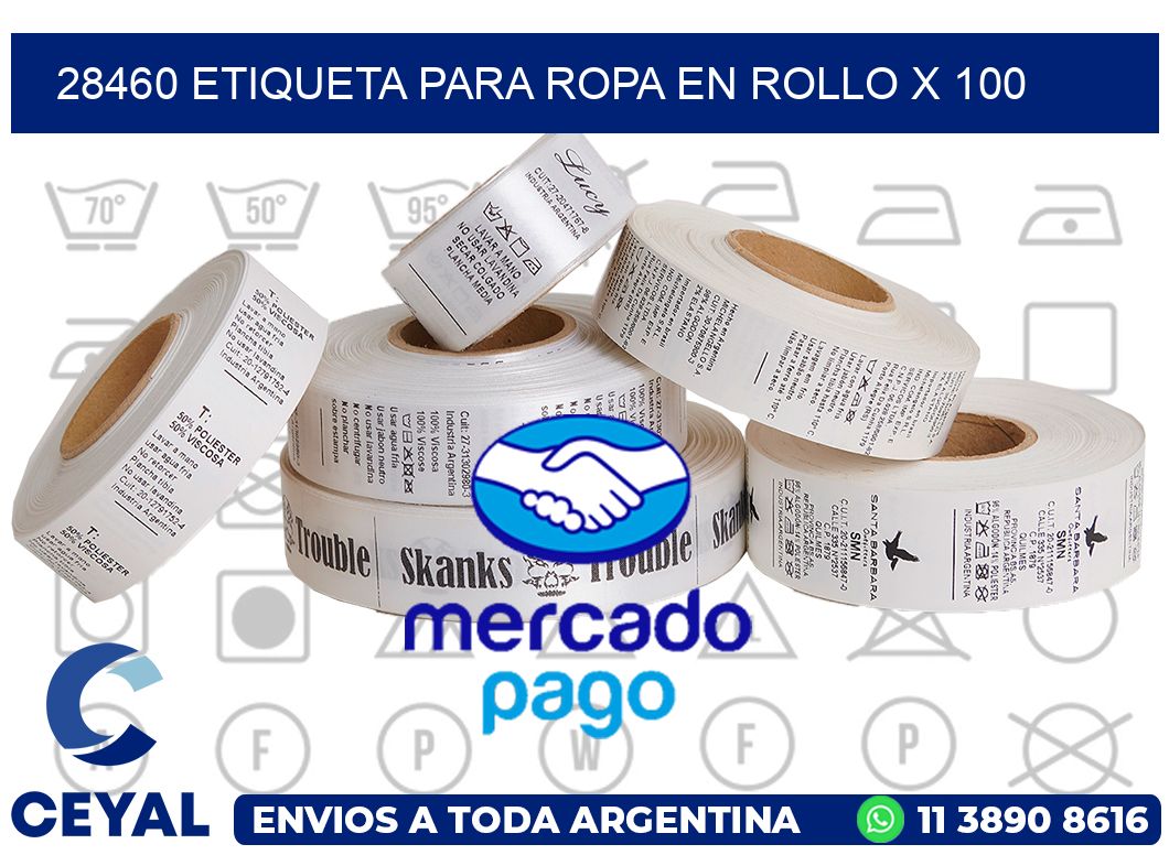 28460 ETIQUETA PARA ROPA EN ROLLO X 100