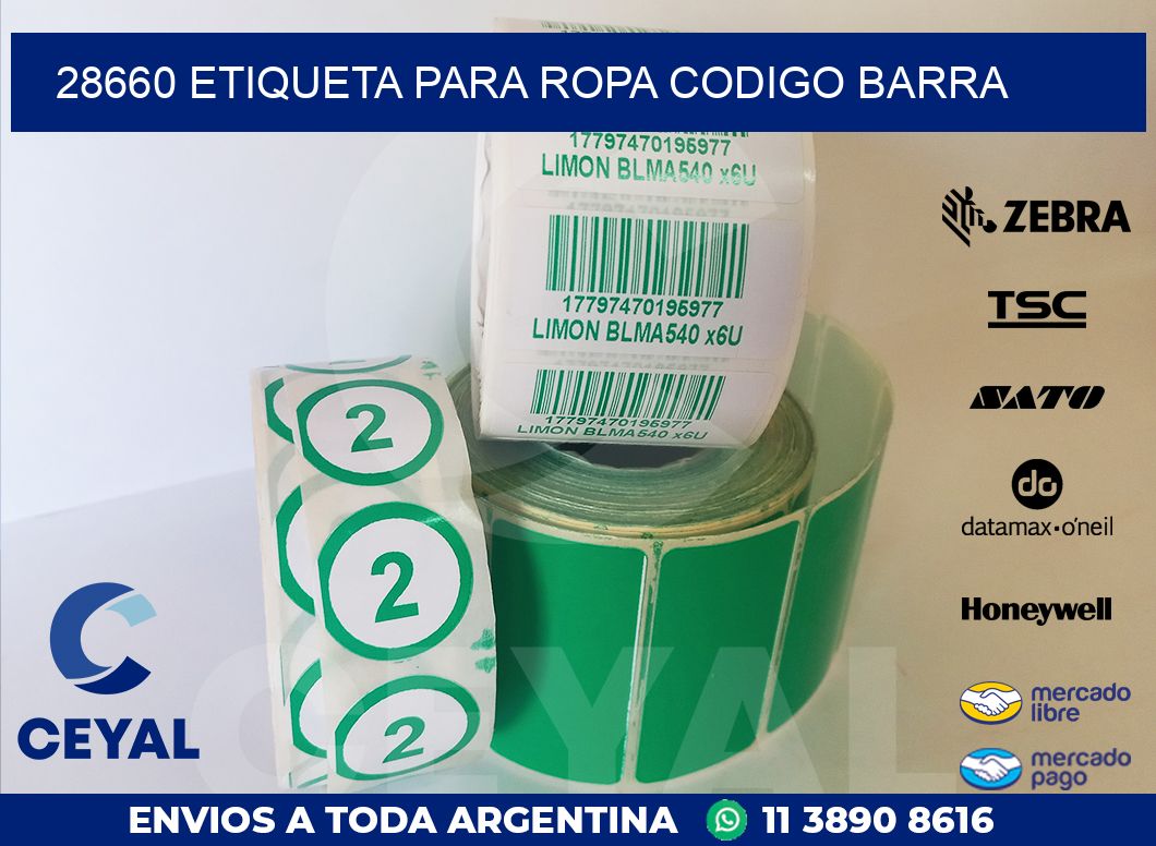 28660 ETIQUETA PARA ROPA CODIGO BARRA