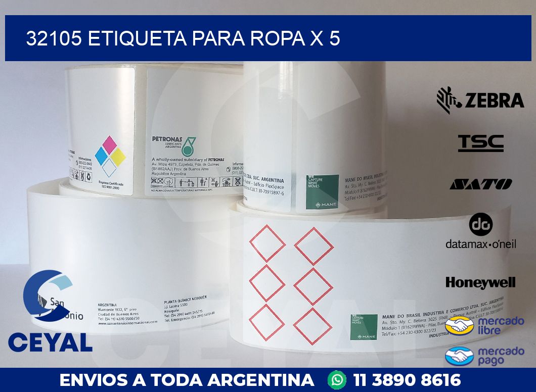 32105 ETIQUETA PARA ROPA X 5