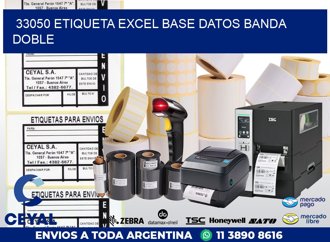 33050 etiqueta excel base datos banda doble