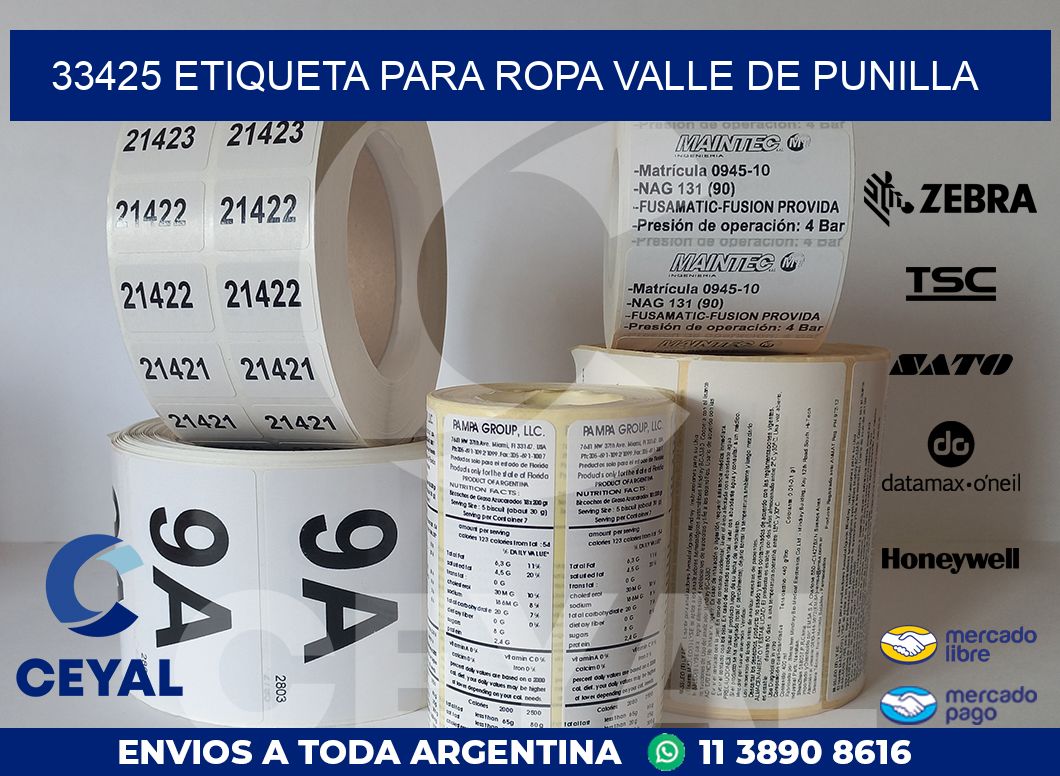 33425 ETIQUETA PARA ROPA VALLE DE PUNILLA