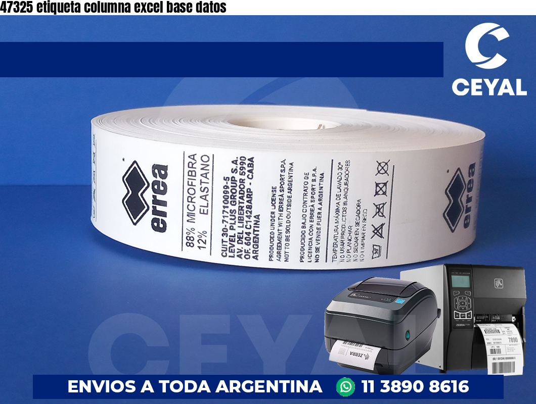 47325 etiqueta columna excel base datos