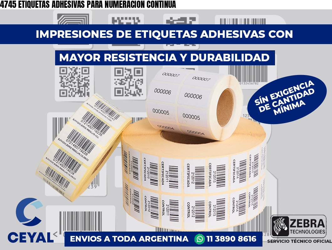 4745 ETIQUETAS ADHESIVAS PARA NUMERACION CONTINUA
