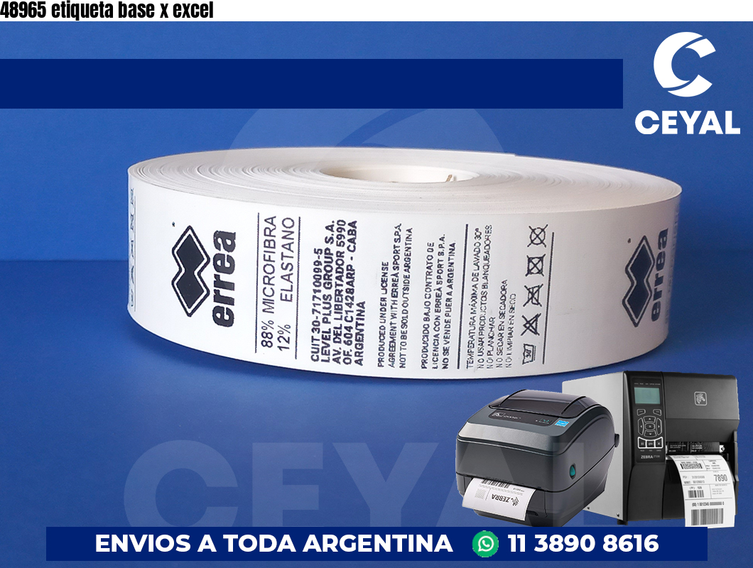 48965 etiqueta base x excel