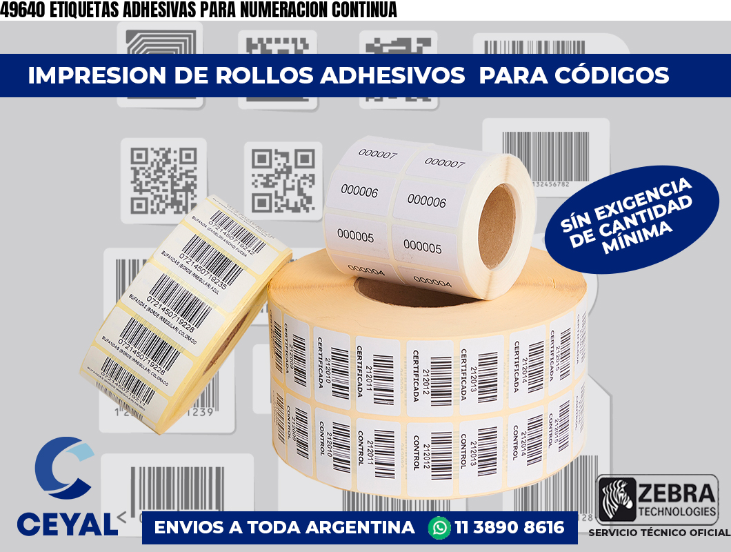 49640 ETIQUETAS ADHESIVAS PARA NUMERACION CONTINUA