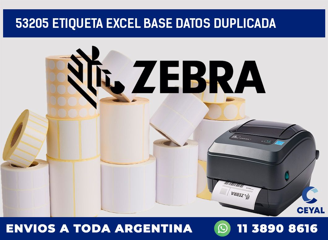 53205 etiqueta excel base datos duplicada