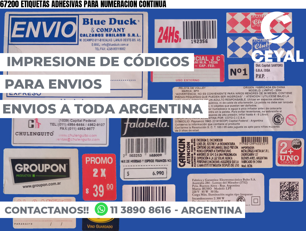 67200 ETIQUETAS ADHESIVAS PARA NUMERACION CONTINUA