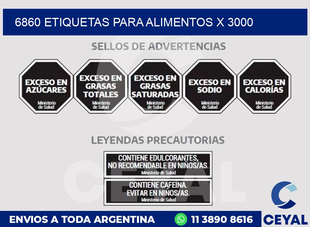 6860 ETIQUETAS PARA ALIMENTOS x 3000