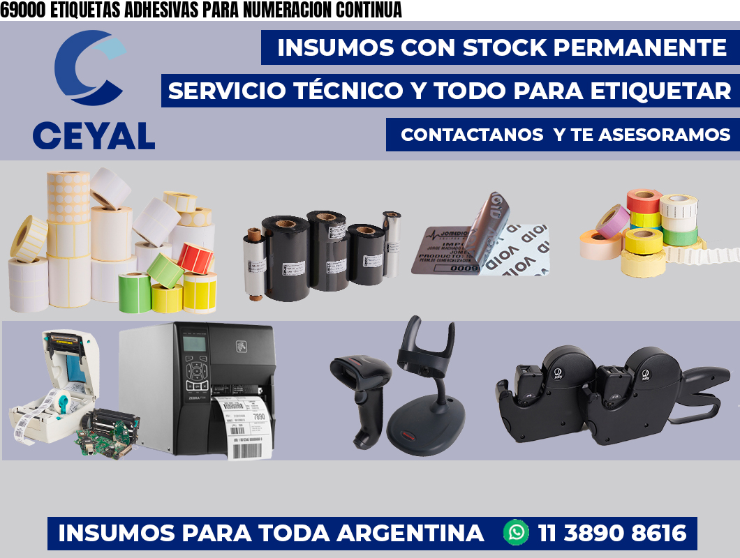 69000 ETIQUETAS ADHESIVAS PARA NUMERACION CONTINUA