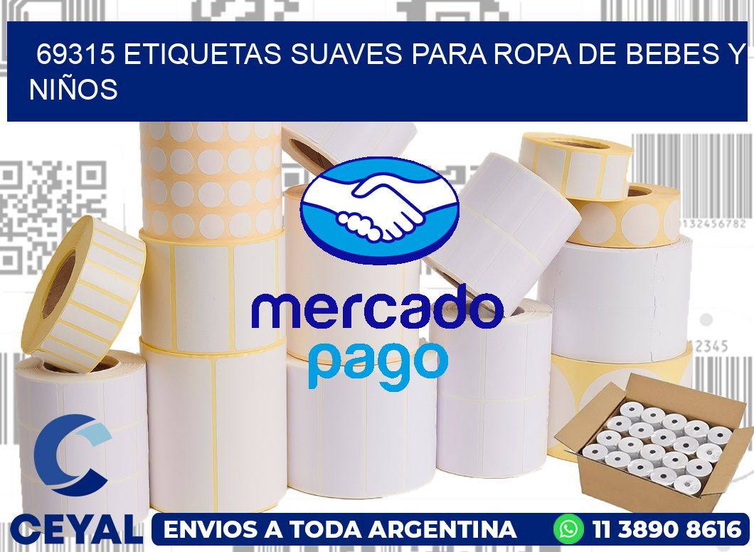 69315 ETIQUETAS SUAVES PARA ROPA DE BEBES Y NIÑOS