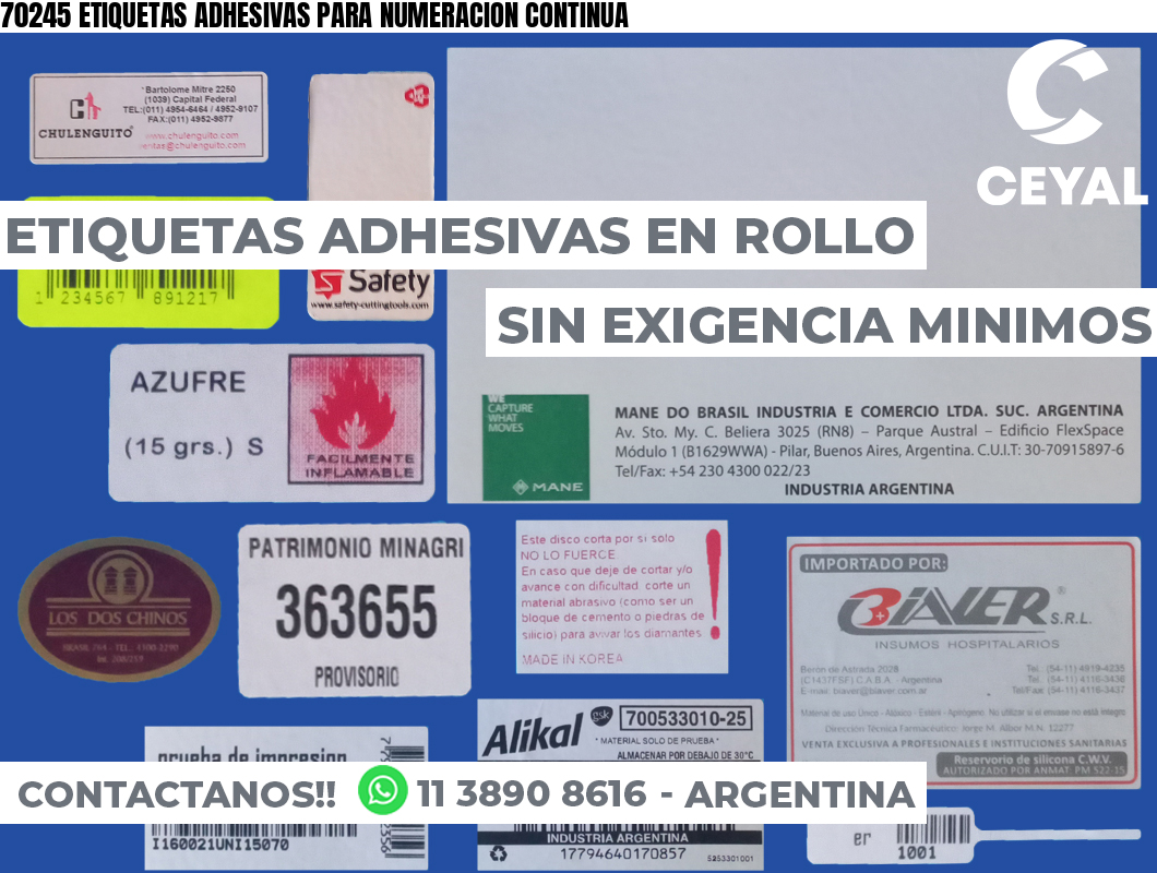 70245 ETIQUETAS ADHESIVAS PARA NUMERACION CONTINUA