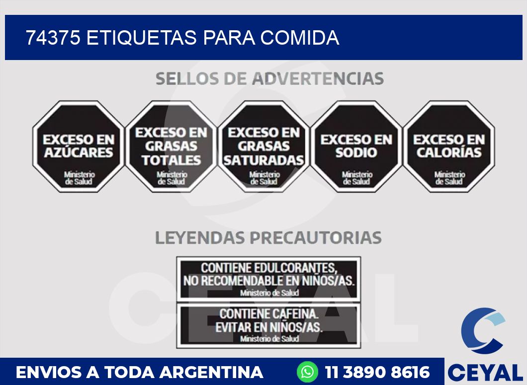 74375 ETIQUETAS PARA COMIDA