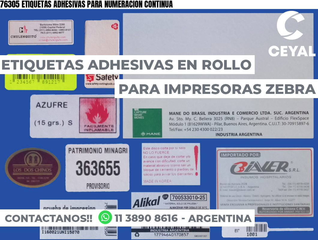 76305 ETIQUETAS ADHESIVAS PARA NUMERACION CONTINUA