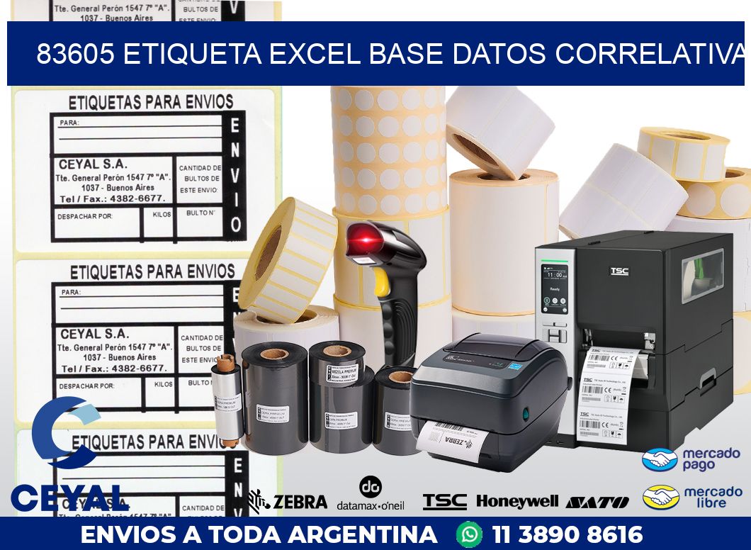 83605 etiqueta excel base datos correlativa