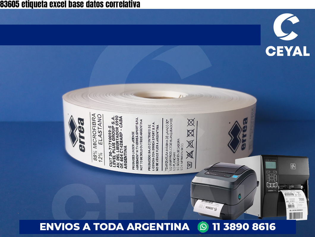 83605 etiqueta excel base datos correlativa