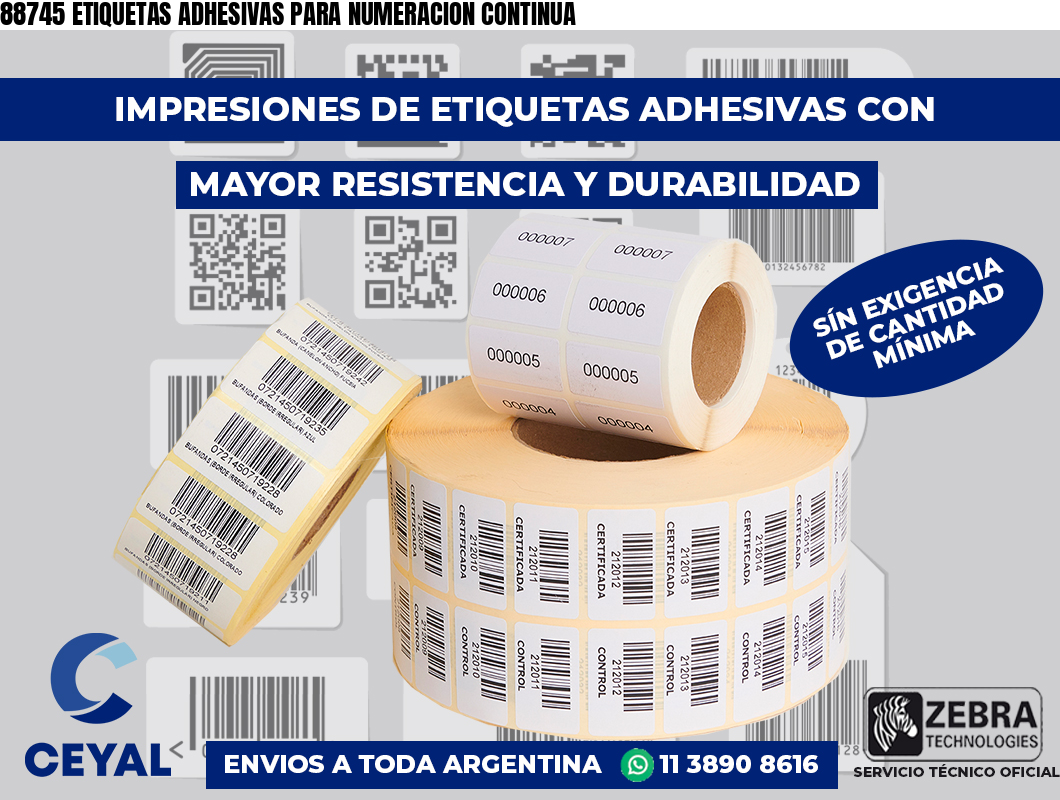 88745 ETIQUETAS ADHESIVAS PARA NUMERACION CONTINUA