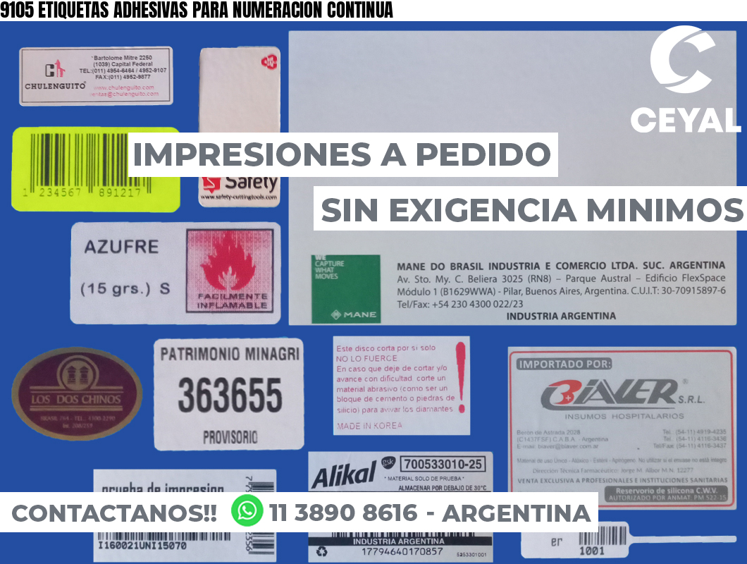 9105 ETIQUETAS ADHESIVAS PARA NUMERACION CONTINUA