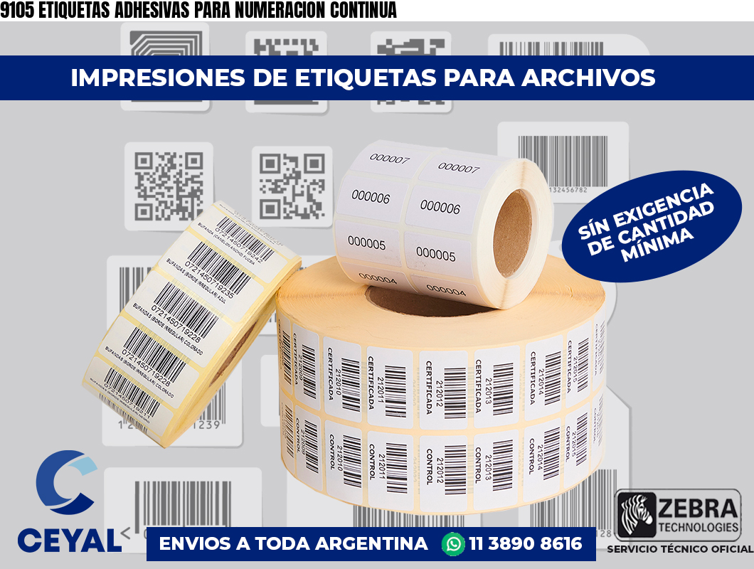 9105 ETIQUETAS ADHESIVAS PARA NUMERACION CONTINUA