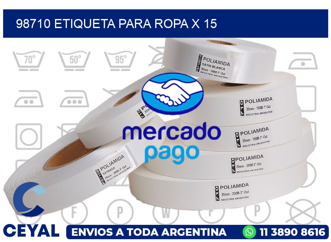 98710 ETIQUETA PARA ROPA X 15